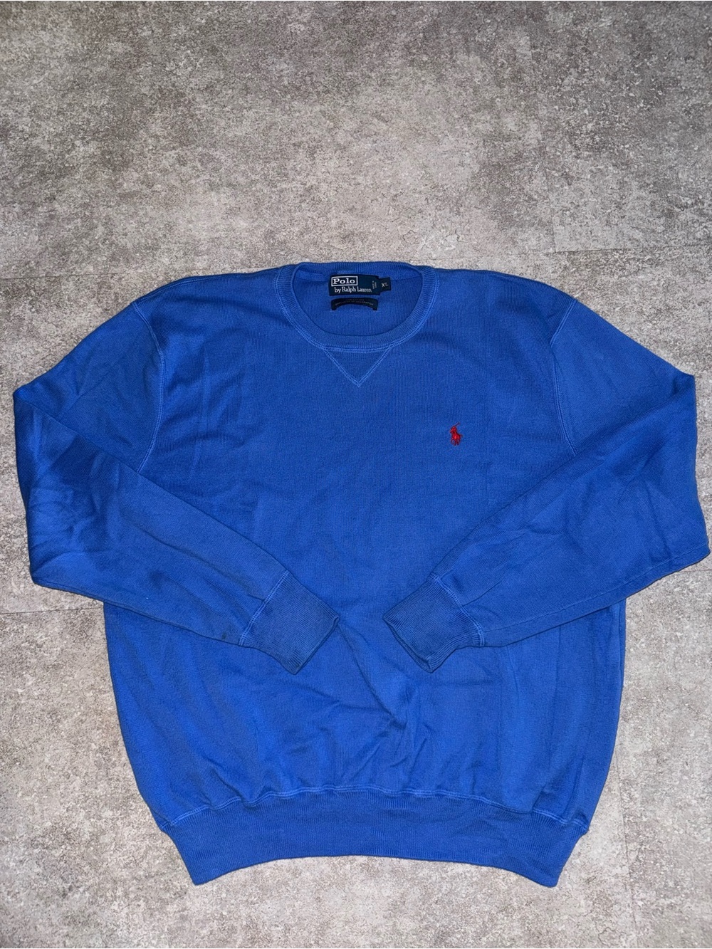 Polo Ralph Lauren Men’s Knit Crew Neck Pullover Sweater Blue Embroidered Logo XL